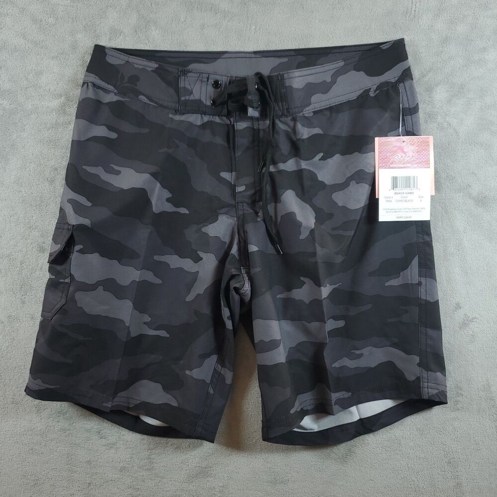 Kanu Surf Women's Marina Stretch Boardshort, Size 6, Black Camo NWT